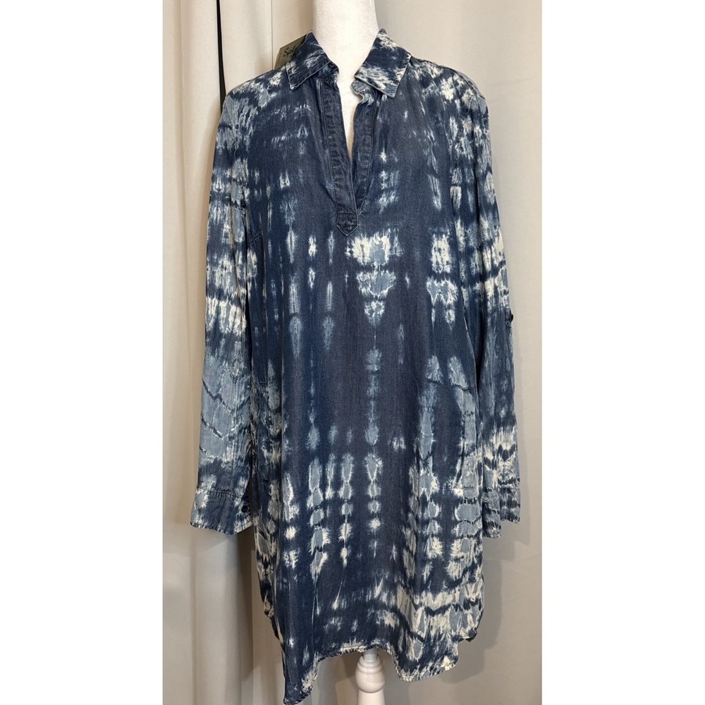 Splendid Dress Womens Size Medium Neo Indigo Dye Lyocell  Tunic NWT $198 Coastal